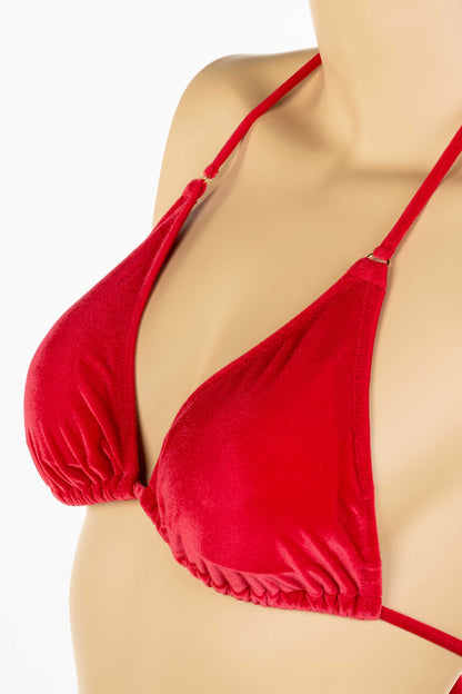 Ensemble bikini triangle velours rouge Aurora