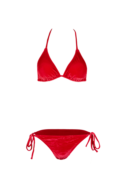 Bas de bikini réglable en velours rouge Aurora