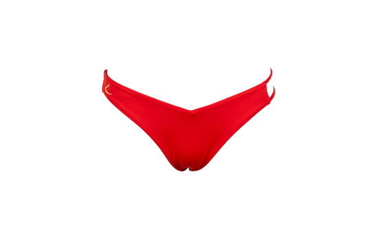 Red eco-friendly V-shaped bikini bottom Sofia