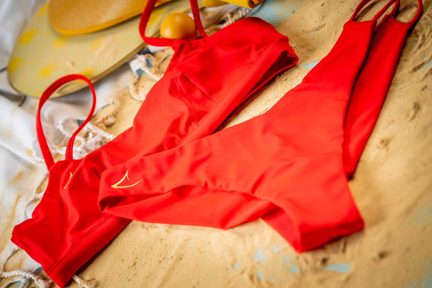 Haut de bikini brassière rouge écologique et sportif Sofia