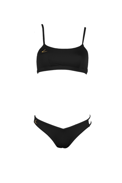 Bas de maillot de bain écologique noir échancré Sofia