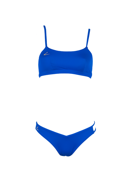 Bas de maillot de bain écologique bleu échancré Sofia