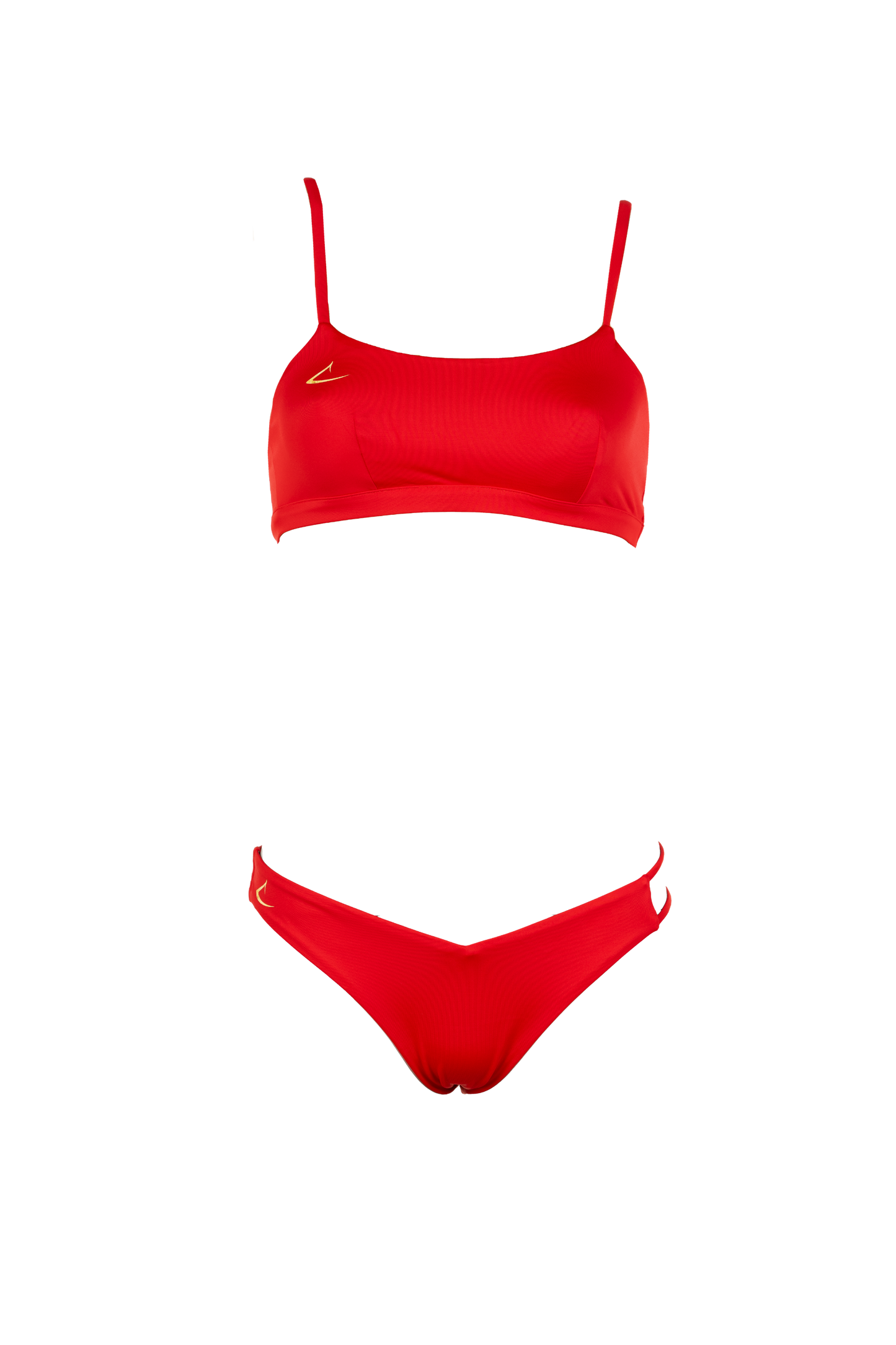 Red eco-friendly V-shaped bikini bottom Sofia