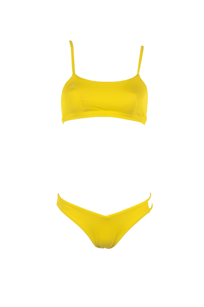 Bas de maillot de bain écologique jaune échancré Sofia