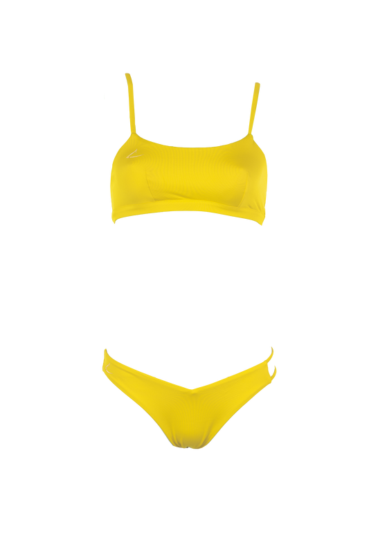 Yellow eco-friendly and sporty bralette bikini set Sofia