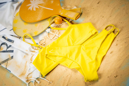 Haut de bikini brassière jaune écologique et sportif Sofia