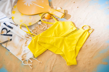 Ensemble bikini brassière jaune écologique et sportif Sofia