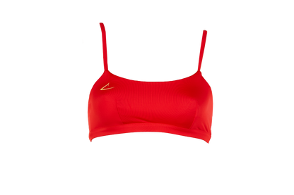 Red eco-friendly and sporty bralette bikini set Sofia