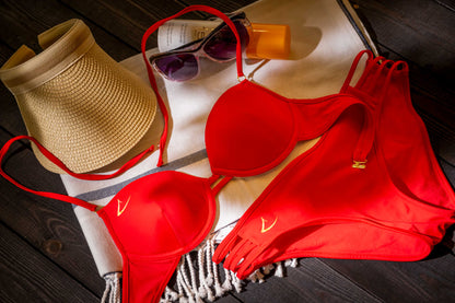 Haut de bikini luxe écologique rouge Vittoria